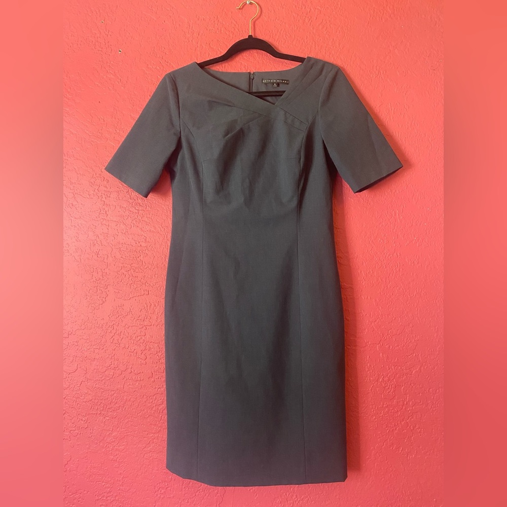 Antonio Melani Gray Mad Men 1960s style Pencil Dress Size 6